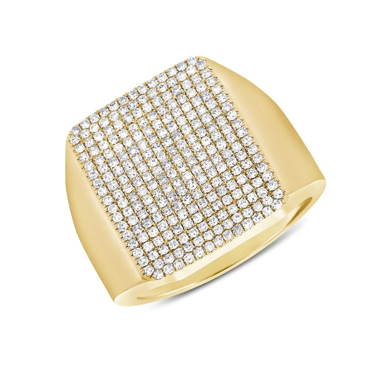 small ladies ring-14K Yellow Gold Diamond Pave Rectangle Ring