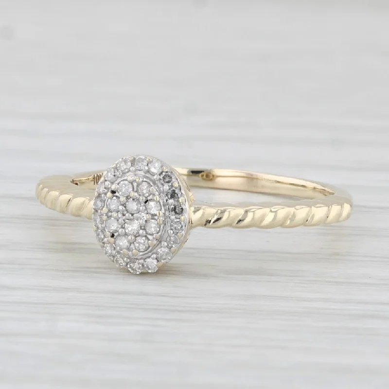 heirloom engagement ring-Oval Diamond Cluster Ring 10k Yellow Gold Size 8.75 Engagement