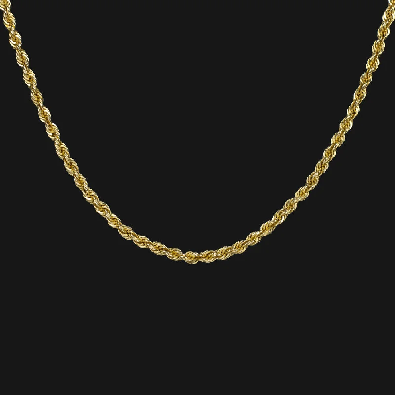 rose gold ladies necklace-SOLID 14K YELLOW GOLD ROPE CHAIN 18in 1.7mm CLASSIC TWIST MENS LADIES NECKLACE