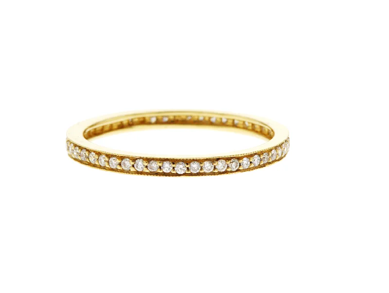 affordable diamond ladies ring-0.29 Carat Round Diamond Eternity Band 18K Yellow Gold