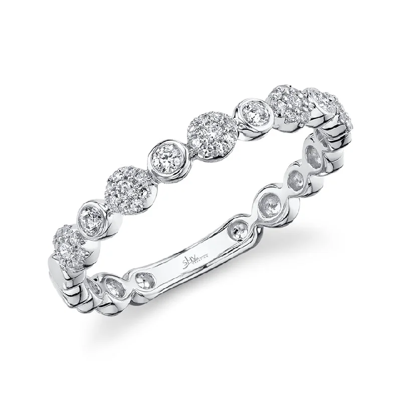 silver ladies ring-14K White Gold Diamond Circles Band