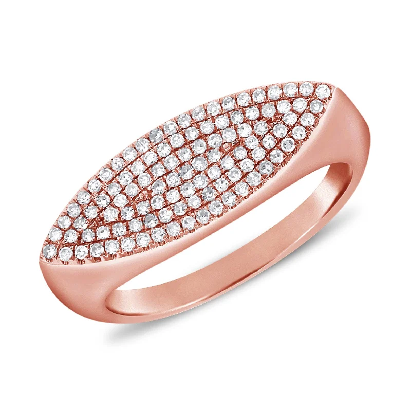 floral ladies ring-14K Rose Gold Diamond Pave Ring