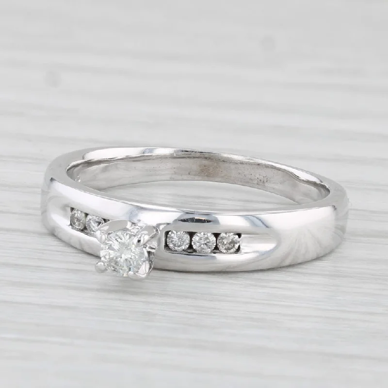 multi-band engagement ring-0.18ctw Round Diamond Engagement Ring 10k White Gold Size 7