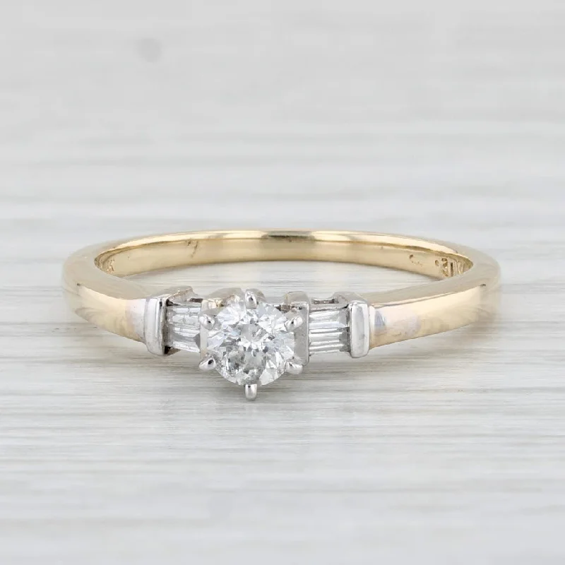 diamond solitaire cathedral ring-0.28ctw Round Diamond Solitaire Engagement Ring 14k Yellow Gold Size 7.25