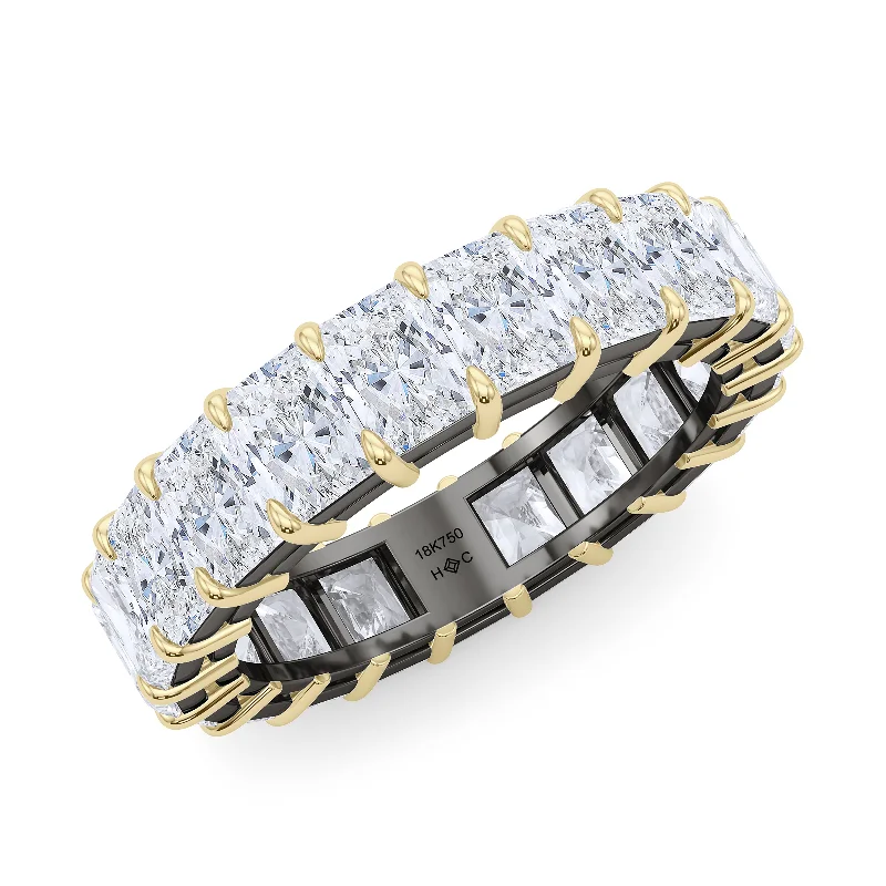 sapphire ladies ring-Mixed Metals Radiant Cut Eternity Band