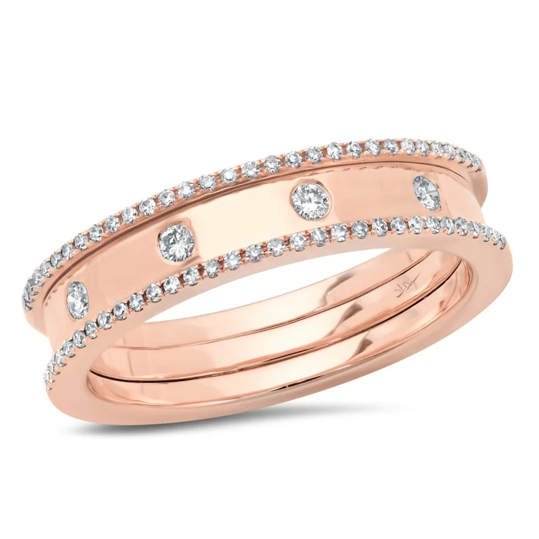 gemstone ladies ring-14K Rose Gold Polished Diamond Ring