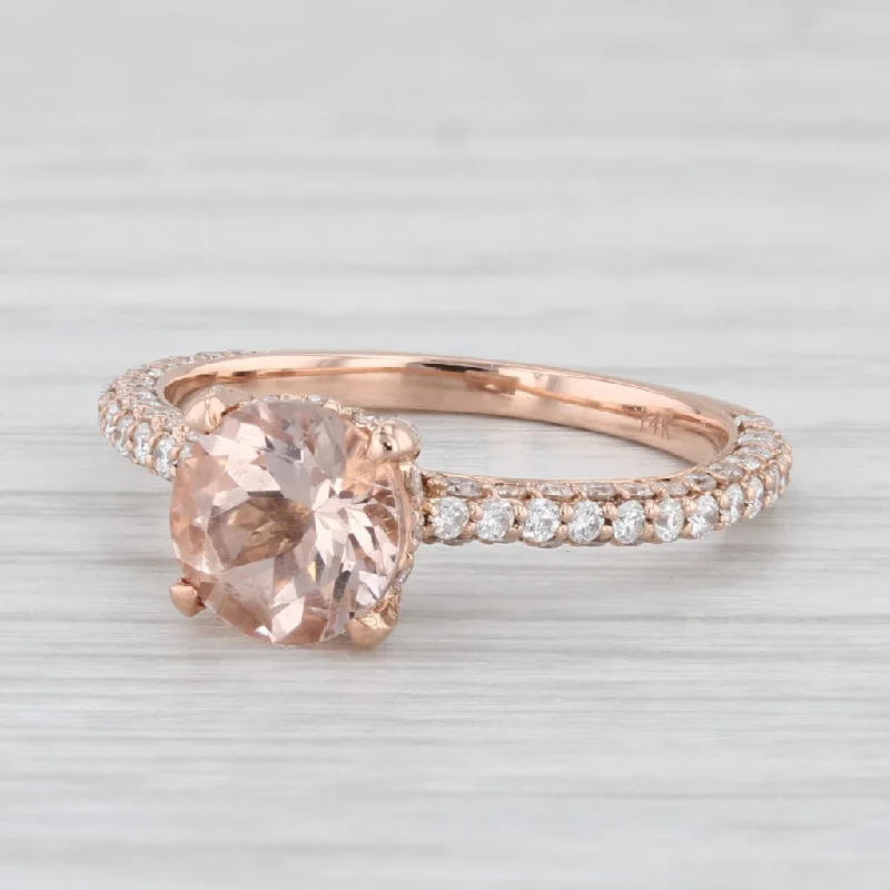 romantic heart diamond ring-2.02ctw Peach Morganite Diamond Engagement Ring 14k Rose Gold Size 6.25