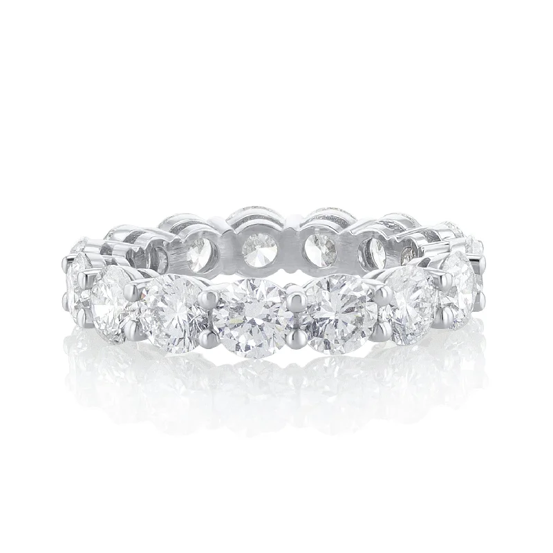 ladies ring with diamonds-4.00 Carat Round Lab Grown Diamond Eternity Band in Platinum