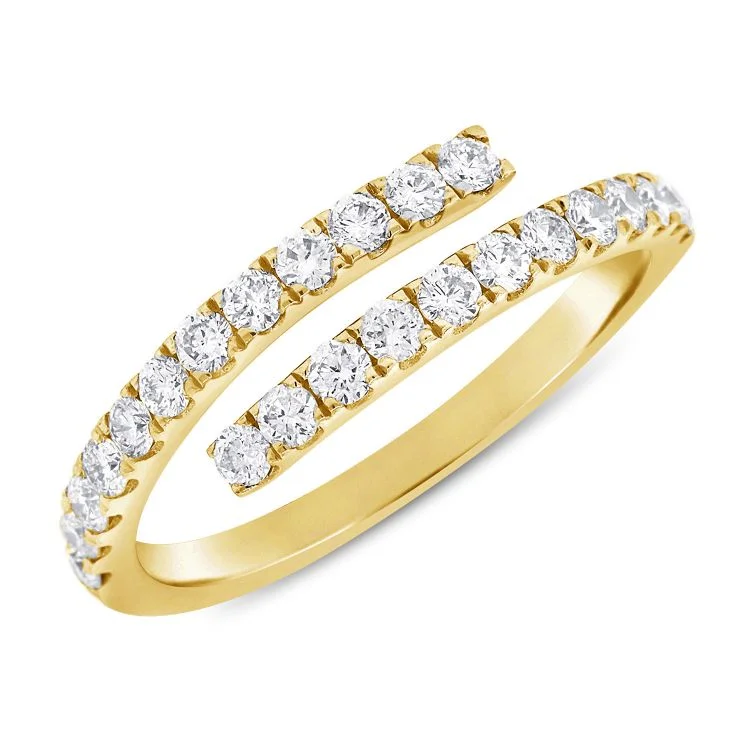 affordable diamond ladies ring-14K Yellow Gold Bypass Diamond Ring