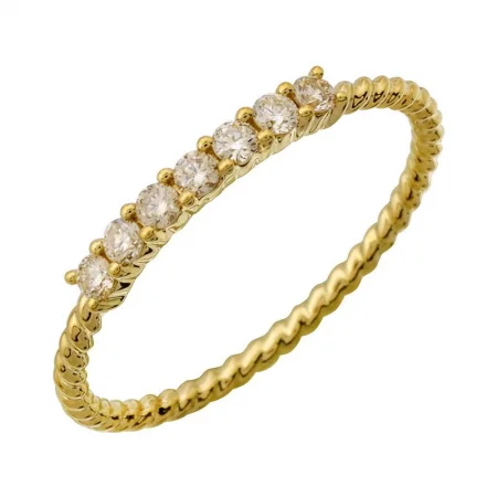 moonstone ladies ring-14k Yellow Round Diamond Top Twist Band