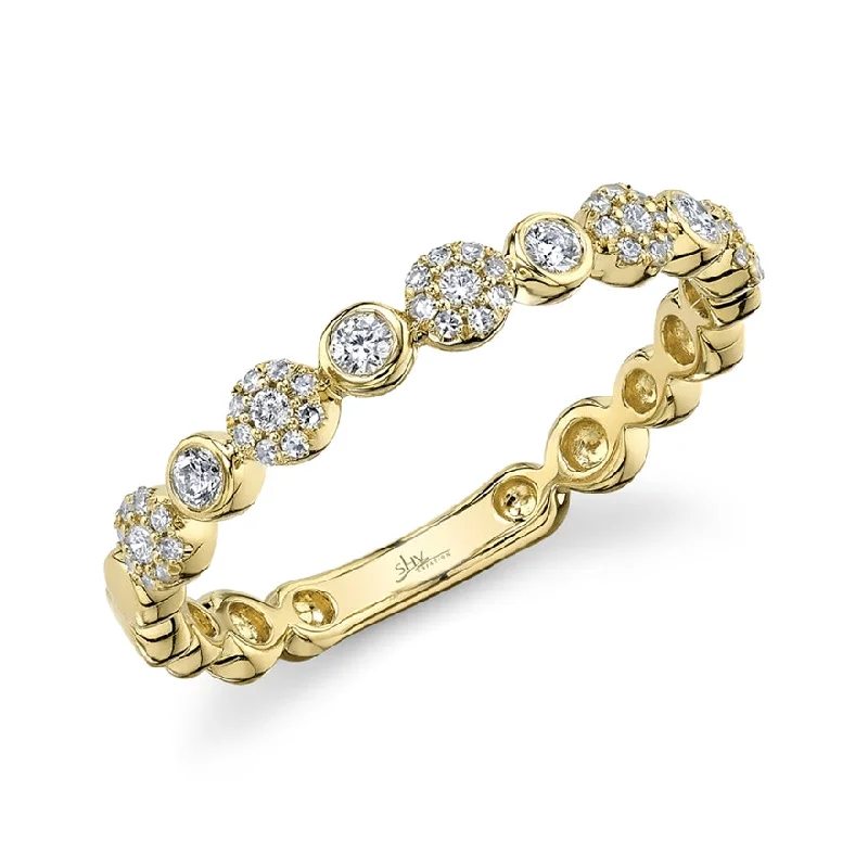 gold ladies ring-14K Yellow Gold Diamond Circles Band