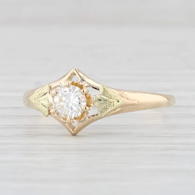 vintage-style engagement ring-Antique 0.28ct Diamond Solitaire Engagement Ring 14k Gold Transitional Round