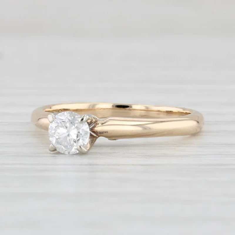 micro-pave engagement ring-0.33ct Round Diamond Solitaire Engagement Ring 14k Yellow White Gold Size 5