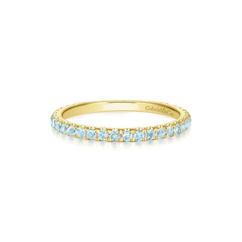 large ladies ring-14K Yellow Gold Sky Blue Topaz Band