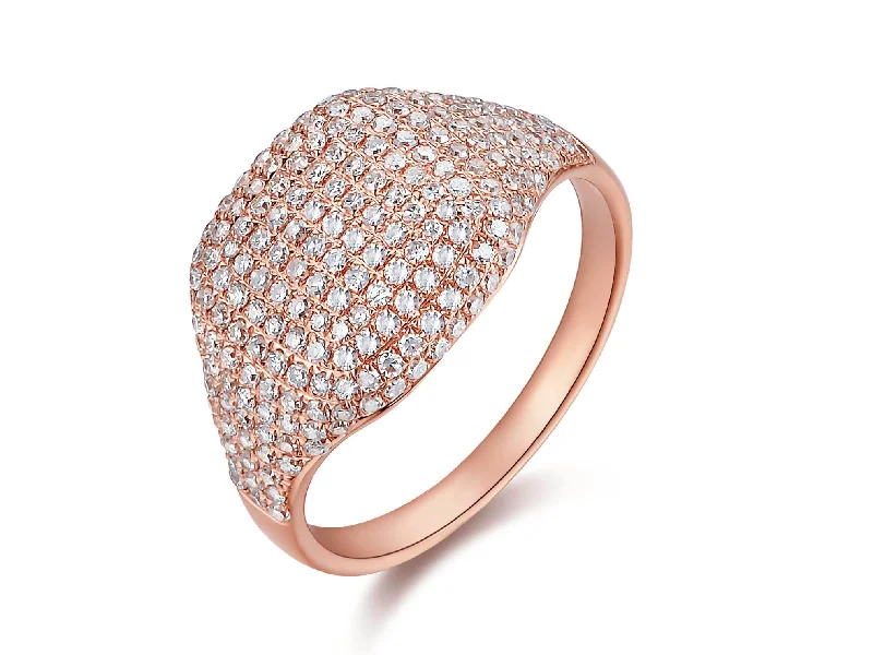 personalized ladies ring-14K Rose Gold Diamond Pinky Ring