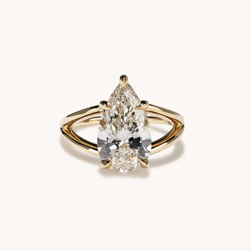 delicate band engagement ring-3.91 Pear Lab Diamond Split Shank Engagement Ring