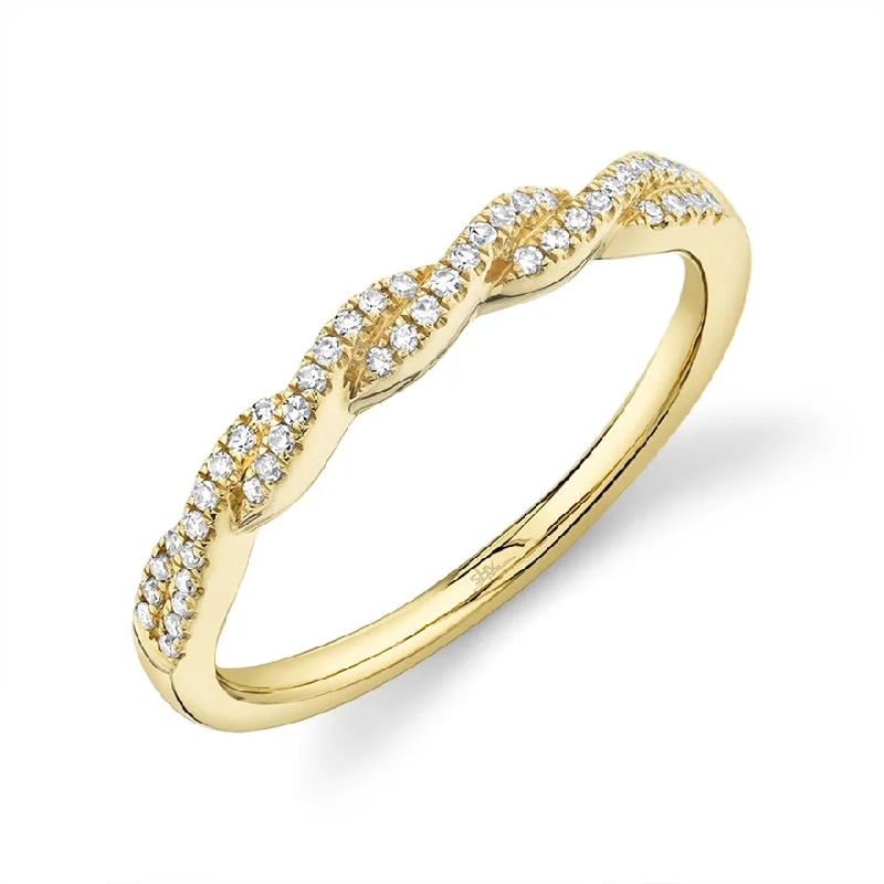 diamond ladies ring-14K Yellow Gold Diamond Twist Band