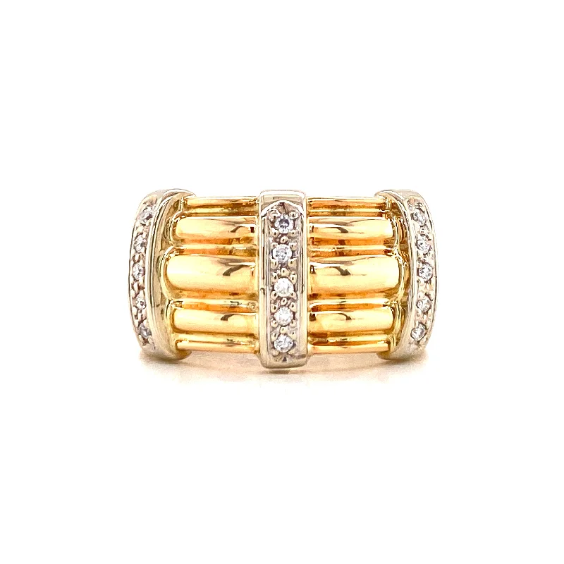 luxury gemstone ladies ring-18K White & Yellow Gold Diamond Multi Band Ring