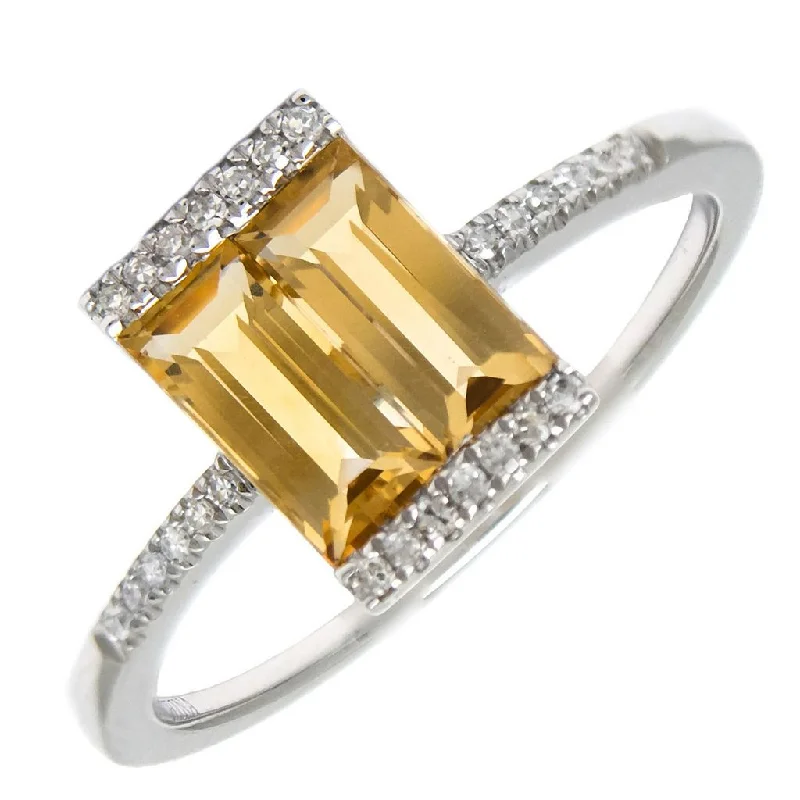 elegant ladies ring-14k Yellow Gold Diamond & Citrine Ring