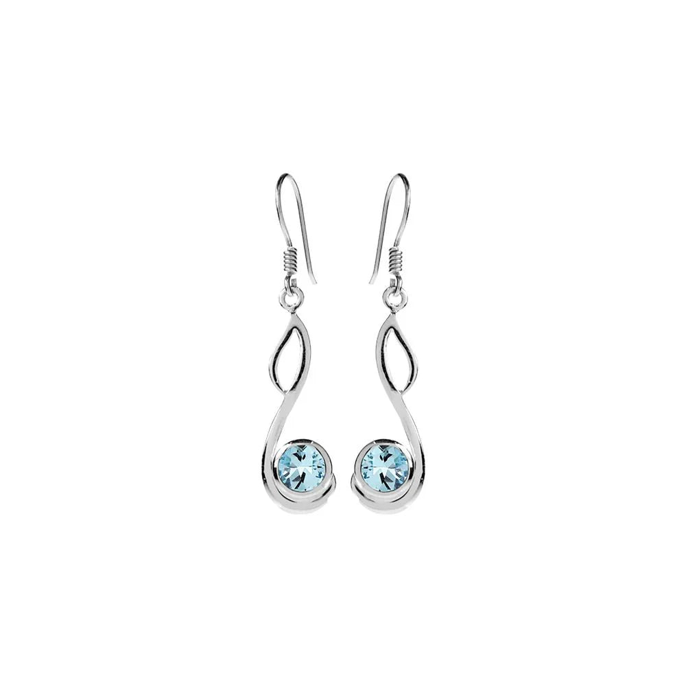 gemstone stud earrings-Swept Open Blue Topaz Loop Earrings