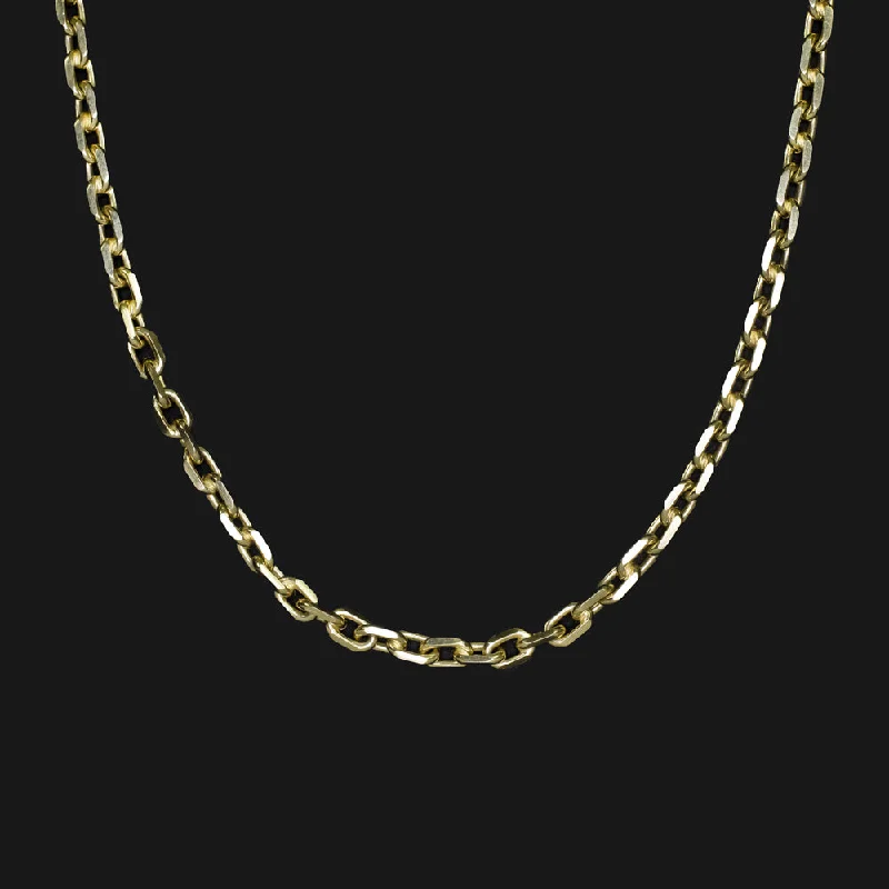 celestial ladies necklace-14k YELLOW GOLD RECTANGLE CABLE CHAIN 21in 4mm 31gm NECKLACE CLASSIC MENS LADIES