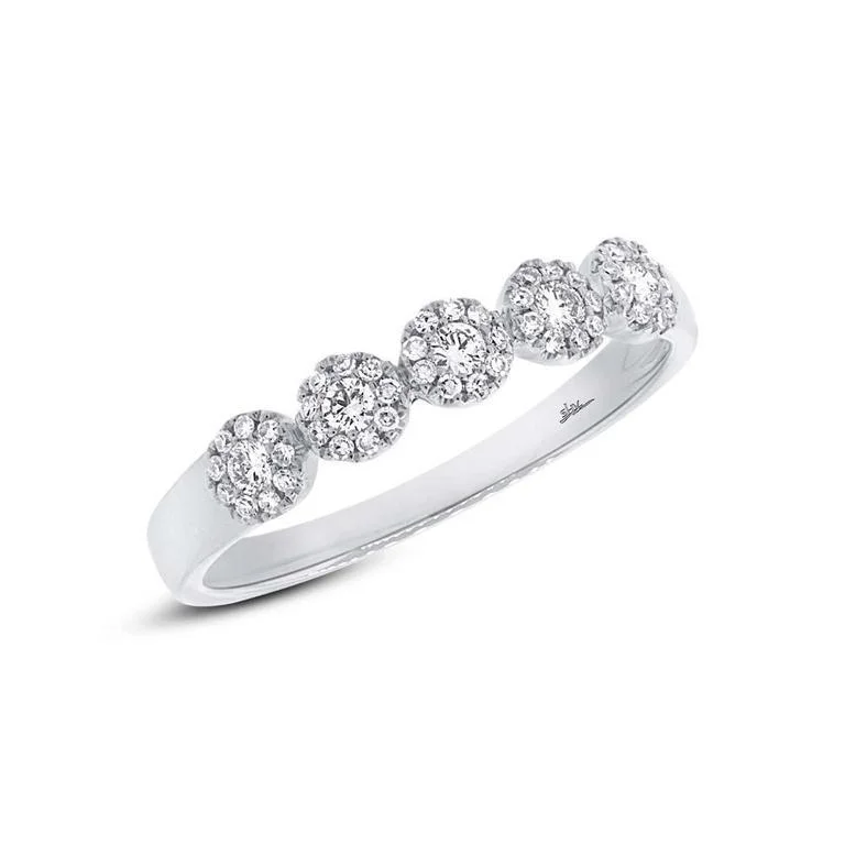 silver ladies ring-14K White Gold Diamond Halo Small Band